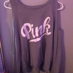 gray cold shoulder sweater